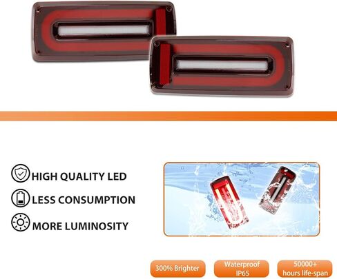 ADIIL Smoked Lens Dynamic LED W/Sequential Turn Signal Lamps Brake Light Rear Tail Running Light For Mercedes Benz W463 G-Class 99-18 AMG, Replace OEM Rear Taillamp Light in Kuwait