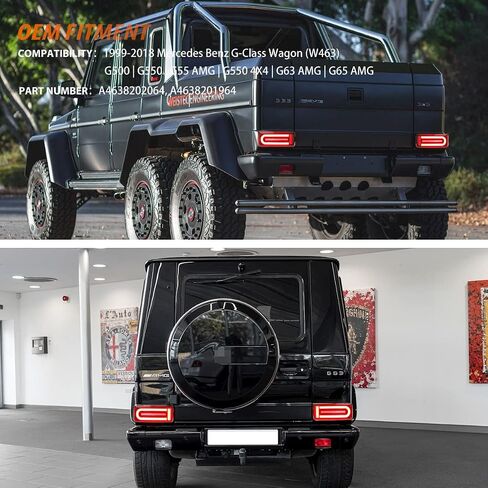 ADIIL Smoked Lens Dynamic LED W/Sequential Turn Signal Lamps Brake Light Rear Tail Running Light For Mercedes Benz W463 G-Class 99-18 AMG, Replace OEM Rear Taillamp Light in Kuwait