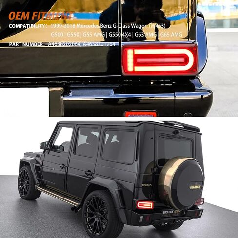 ADIIL Smoked Lens Dynamic LED W/Sequential Turn Signal Lamps Brake Light Rear Tail Running Light For Mercedes Benz W463 G-Class 99-18 AMG, Replace OEM Rear Taillamp Light in Kuwait