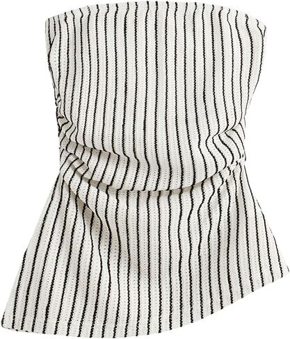 GORGLITTER Women's Ruched Asymmetrical Hem Strapless Top Sleeveless Textured Bandeau Tube Tops in Kuwait
