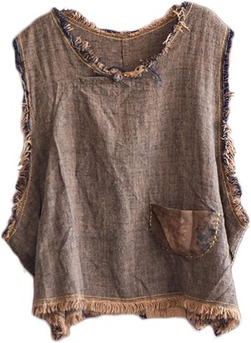 NFYM Women Hippie Clothes Distressed Hem Sleeveless Tank Crop Pullover Tops Vintage Vest in Saudi Arabia