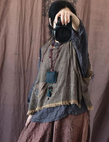 NFYM Women Hippie Clothes Distressed Hem Sleeveless Tank Crop Pullover Tops Vintage Vest in Saudi Arabia