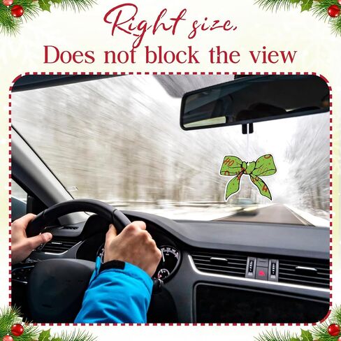 12 قطعة من معطرات هواء السيارة لعيد الميلاد باللون الأخضر الليموني مع عقدة على شكل فيونكة للسيارات معطرة للسيارات وحلي معلقة لتزيين شجرة عيد الميلاد وإكسسوارات السيارات الداخلية in Kuwait