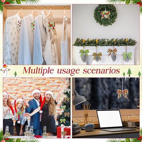 12 قطعة من معطرات هواء السيارة لعيد الميلاد باللون الأخضر الليموني مع عقدة على شكل فيونكة للسيارات معطرة للسيارات وحلي معلقة لتزيين شجرة عيد الميلاد وإكسسوارات السيارات الداخلية in Kuwait