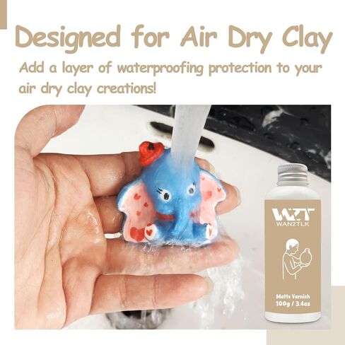 Air Dry Clay Glaze, Matte & Gloss Combo 100 ml Each with Brush, Clear Clay Varnish for Air Dry Clay Pottery, Use Clay Glaze Waterproof & Scratch Resistant, Design for Air Dry Clay in Saudi Arabia