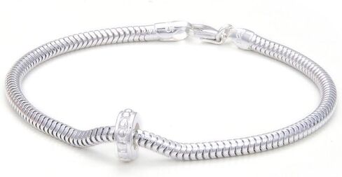 Adabele Solid Sterling Silver Rubber Charm Stopper Clip Spacer Beads Hypoallergenic for 3mm Snake Chain Bangle Leather Bracelet Personalized Women Jewelry in Saudi Arabia