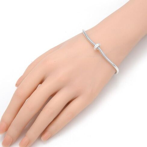 Adabele Solid Sterling Silver Rubber Charm Stopper Clip Spacer Beads Hypoallergenic for 3mm Snake Chain Bangle Leather Bracelet Personalized Women Jewelry in Saudi Arabia