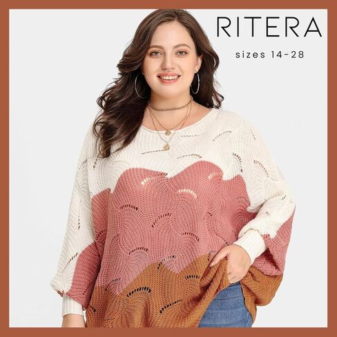 RITERA Women Plus Size Soft-Touch Sweaters Casual Lightweight Crewneck Soft Knit Oversized Pullover Loose Fit Fall Jumper Top in Kuwait