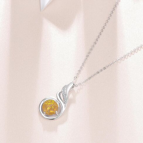 KINGWHYTE Opal Necklace 925 Sterling Silver Phoenix Princess Necklace, Opal Pendant for Women Birthstone Jewelry Birthday Gift for Her in Saudi Arabia