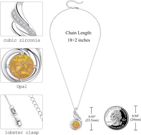 KINGWHYTE Opal Necklace 925 Sterling Silver Phoenix Princess Necklace, Opal Pendant for Women Birthstone Jewelry Birthday Gift for Her in Saudi Arabia
