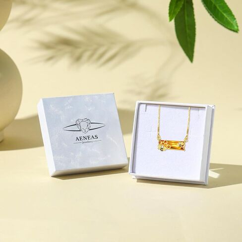 AENEAS Bee Necklace 18K Gold over 925 Sterling Silver Bumble Bee Pendant Necklace Citrine Crystal Jewelry Bee Gifts for Women Mom Wife in Saudi Arabia
