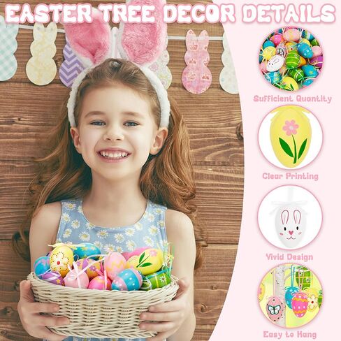 72PCS Easter Eggs Decorations, Easter Tree Hanging Ornaments Decor, 24 Kinds Rabbit Flower Plastic Easter Eggs with Tapes, Colorful Easter Eggs Bulk for Outdoor Indoor Egg Hunting Spring Activity in Saudi Arabia