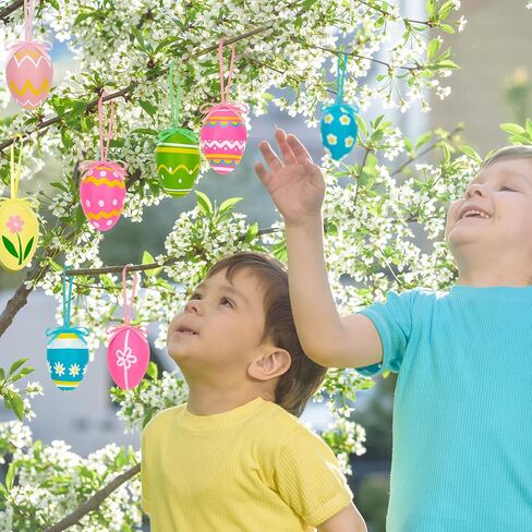72PCS Easter Eggs Decorations, Easter Tree Hanging Ornaments Decor, 24 Kinds Rabbit Flower Plastic Easter Eggs with Tapes, Colorful Easter Eggs Bulk for Outdoor Indoor Egg Hunting Spring Activity in Saudi Arabia