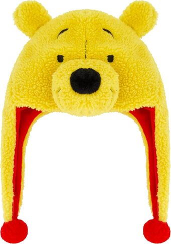 Disney Winnie The Pooh Beanie Hat, Faux Sherpa Fur Lined Winter Knit Cap with 3D Ears and Cuff, Yellow, One Size in Saudi Arabia