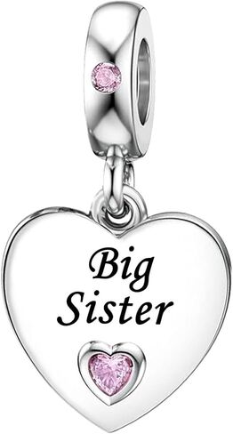 KunBead Pink Heart Love Family Birthday Dangle Charms Compatible with Pandora Charm Bracelet for Auntie Friend Sister Mom Daughter Nana Granddaughter Wife Niece Grandson in Kuwait