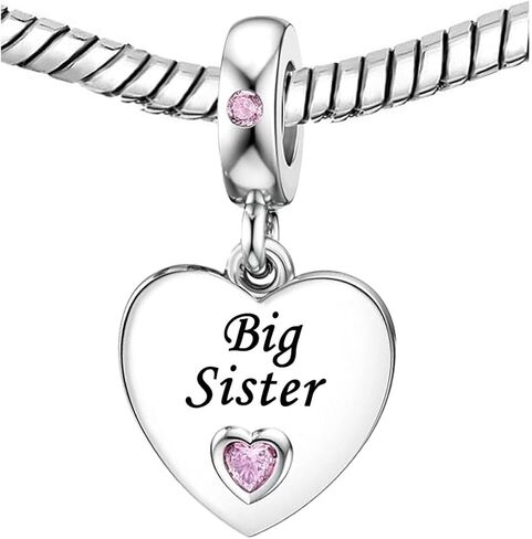 KunBead Pink Heart Love Family Birthday Dangle Charms Compatible with Pandora Charm Bracelet for Auntie Friend Sister Mom Daughter Nana Granddaughter Wife Niece Grandson in Kuwait