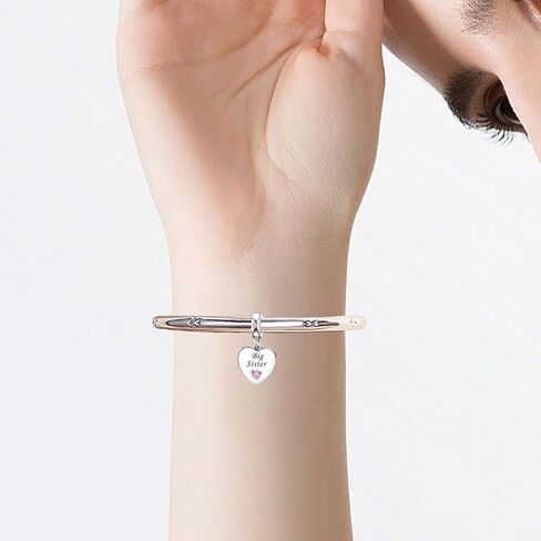 KunBead Pink Heart Love Family Birthday Dangle Charms Compatible with Pandora Charm Bracelet for Auntie Friend Sister Mom Daughter Nana Granddaughter Wife Niece Grandson in Kuwait