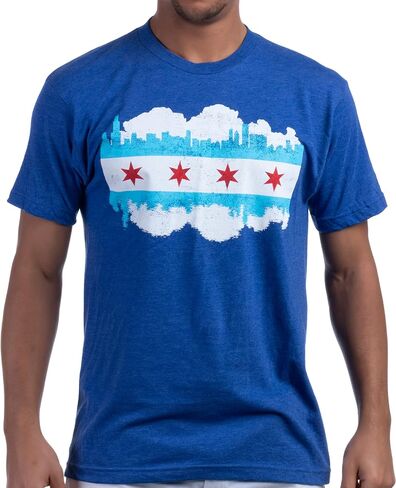Chicago City Flag Skyline | Vintage Retro-Feel Triblend T-Shirt for Men or Women in Kuwait