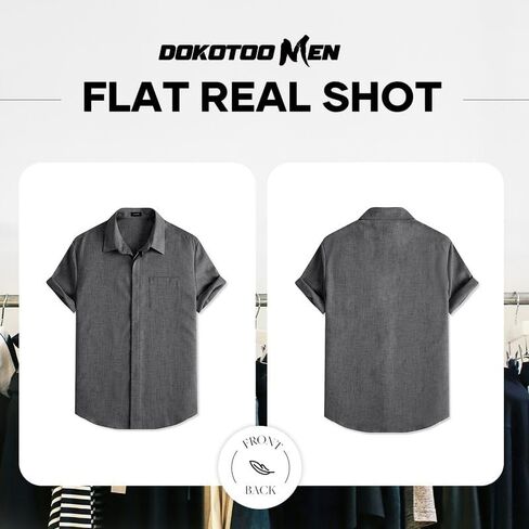 Men's Short Sleeve Shirts Casual Solid Color Button Down Shirt for Men Beach Summer Shirt with Pocket in Kuwait