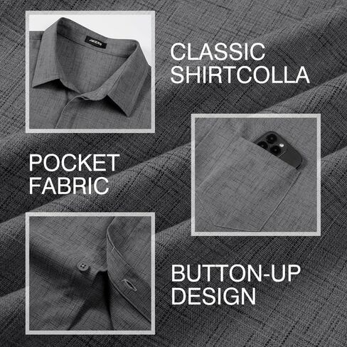 Men's Short Sleeve Shirts Casual Solid Color Button Down Shirt for Men Beach Summer Shirt with Pocket in Kuwait