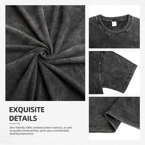 Men's Oversized T-Shirts Heavy Loose Fit Vintage Washed Tee Unisex Cotton Short Sleeve Casual Shirts Tee Tops in Kuwait
