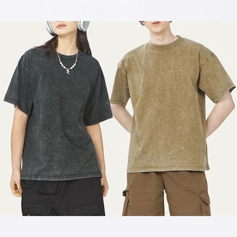 Men's Oversized T-Shirts Heavy Loose Fit Vintage Washed Tee Unisex Cotton Short Sleeve Casual Shirts Tee Tops in Kuwait