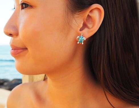 الجنيه الاسترليني الفضة الاصطناعية العقيق الأزرق السلاحف أقراط in Kuwait