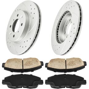Front Brake Kit,Drilled and Slotted Brake Rotors,Ceramic Brake Pads Replacement for Fit 2007-2008, Civic 1993-1995, Civic del Sol 1994-1997,OEM#3295+D621 Automotive Replacement Brake Kit