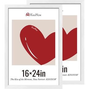 11x14 Picture Frame 2 Pack, White Solid Wood, Wall Gallery Poster Frame