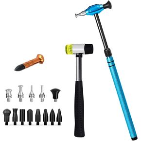 LadyRosian 16PCS Paintless Dent Repair Tools Hammer with Knock Down Head Tap Kit Leveling Telescopic Hammer Set for Car Auto Body Dents Hail Damage Removal