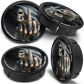 4 x 60mm ABS Car Alloy Wheel Centre Universal Rims Hub Center Caps Auto Tuning Logo Emblem Black Gloss Skull CX 25