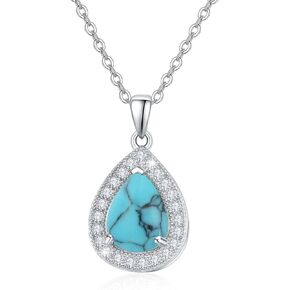 TUGHRA Gemstone Necklaces for Women 925 Sterling Silver Celtic Knot Jewelry Gifts Exquisite Teardrop Necklace Dainty Pendant Necklace