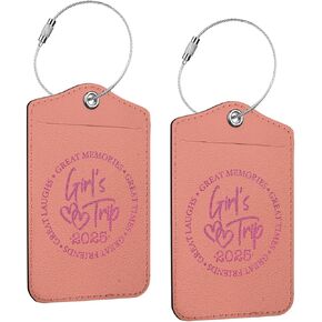 4 Pcs Girls Trip Luggage Tag, 2025 Name ID Labels with Privacy Cover and Metal Loop, Suitcase Tags Travel Tags for Luggage, Luggage Identifiers for Suitcases, Travel Accessories for Girls Friend