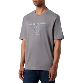 Armani Exchange Men's Stacked Ax Logo with Circle Regular Fit Tee