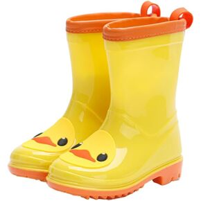 Kids Rain Boots for Boys, Girls, Cute Yellow Ducky Rain Boots for Toddler, Little Kids, Perfect in Rainy Day, Outdoor and Go Fishing