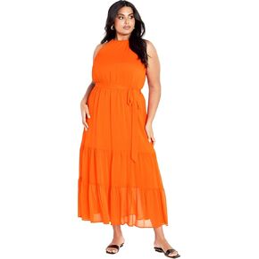 City Chic Plus Size Dress, Callie Tie Waist Tier Maxi Dress