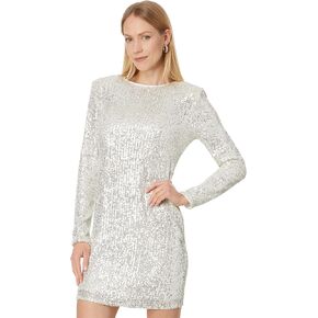 CeCe Women's L/S Fitted Crew Neck Boxy Shoulder Dress 246
