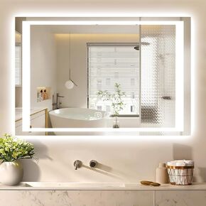 48“*32"LED Mirror for Bathroom, Front -lit and Back -lit, Dimmable with Memory Function, Anti-Fog Lighted Bathroom Mirror, Suitable for Bathroom, Powder Room, Aisle Hanging (Horizontal/Vertical)