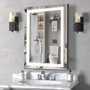 16×24 inches LED Bathroom Mirror, Bathroom Vanity Mirror with Lights for Wall, Wall Mounted Vanity for Bathroom Makeup, Stepless Dimmable&Colors, Anti-Fog, Memory Function, Waterproof