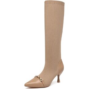 NEWBELLA Women’s Elegant Pointed Toe Heeled High Boots