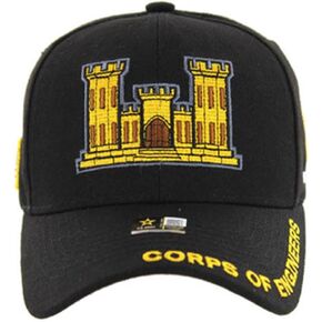 Artisan Owl U.S. Army Corps of Engineers Embroidered Logo Baseball Cap - Adjustable Hook and Loop Closure (Black)