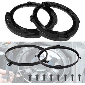 7 Inch 1 Pair Round Headlight Mount Bracket with 1 Pair Headlight Retaining Metal Ring compatible with Wrangler JK 2007-2017 Black, Installation Studs Included.