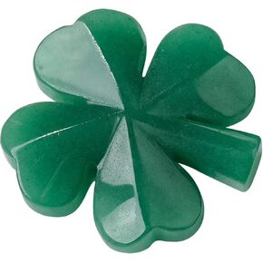 Runyangshi 1PCS Natural Crystal Green Aventurine Four Leaf Clover Sculpture Hand-Carved Healing Stone Figurine Crafts Symbolizes Love Health Glory Riches Reiki Crystal Gemstone Home Decor Gift