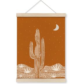 HRQKO Black Western Cactus Wall Art Poster Hanger Frame, Cactus Wall Decor, Desert Wall Art with Wooden Frames, Mid Century Southwest Wall Hanging Banner Decor for Farmhouse Bedroom, 12x16 Inch