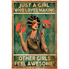 Metal Poster Anime Hairstylist Gift Salon Decor Print Hairdressing Beauty Salon Personalized Metal Signs for Garage 12x8 inch