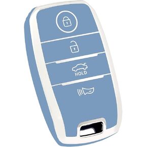 for Kia Key Fob Cover, Soft TPU Protection Key Fob Case Compatible with Kia Optima Forte Koup NIRO Rio Sorento Soul Sportage Smart Remote Keyless Shell Accessories (Silver Blue)