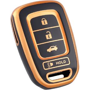 for Honda Key Fob Cover, Soft TPU Protection Key Fob Case Compatible with Honda Accord Civic CR-V LX Crosstour Fit HR-V Car Key Fob Holder Accessories (Silver Black)