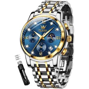 OLEVS Watch for Men, Fashion Dress Mens Watches, Stainless Steel Waterproof Analog Quartz Wristwatch, Elegant Gifts for Him - Dad & Boyfriend