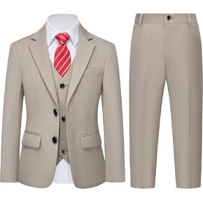 YND Boys Formal Slim Fit, 5-Piece Suits for Kids, Jacket Vest Pants Shirt and Tie for Wedding Prom