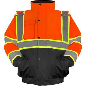 Safety Bomber Jackets for Men, High Visibility Reflective Jacket Fleece Liner Jacket with Pockets,Winter ANSI/ISEA